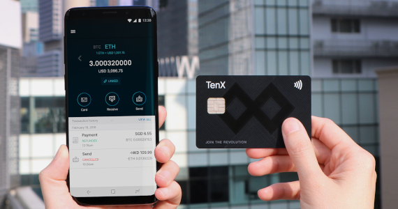 TenX cryptocurrency backed VISA Debit Card.